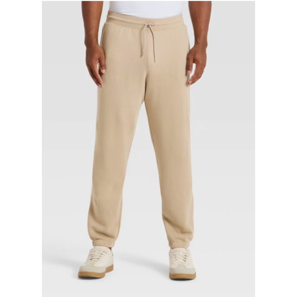 All in Motion | Mens French Terry Jogger Pants in Sand Tan Beige Size L NEW - Picture 2 of 10